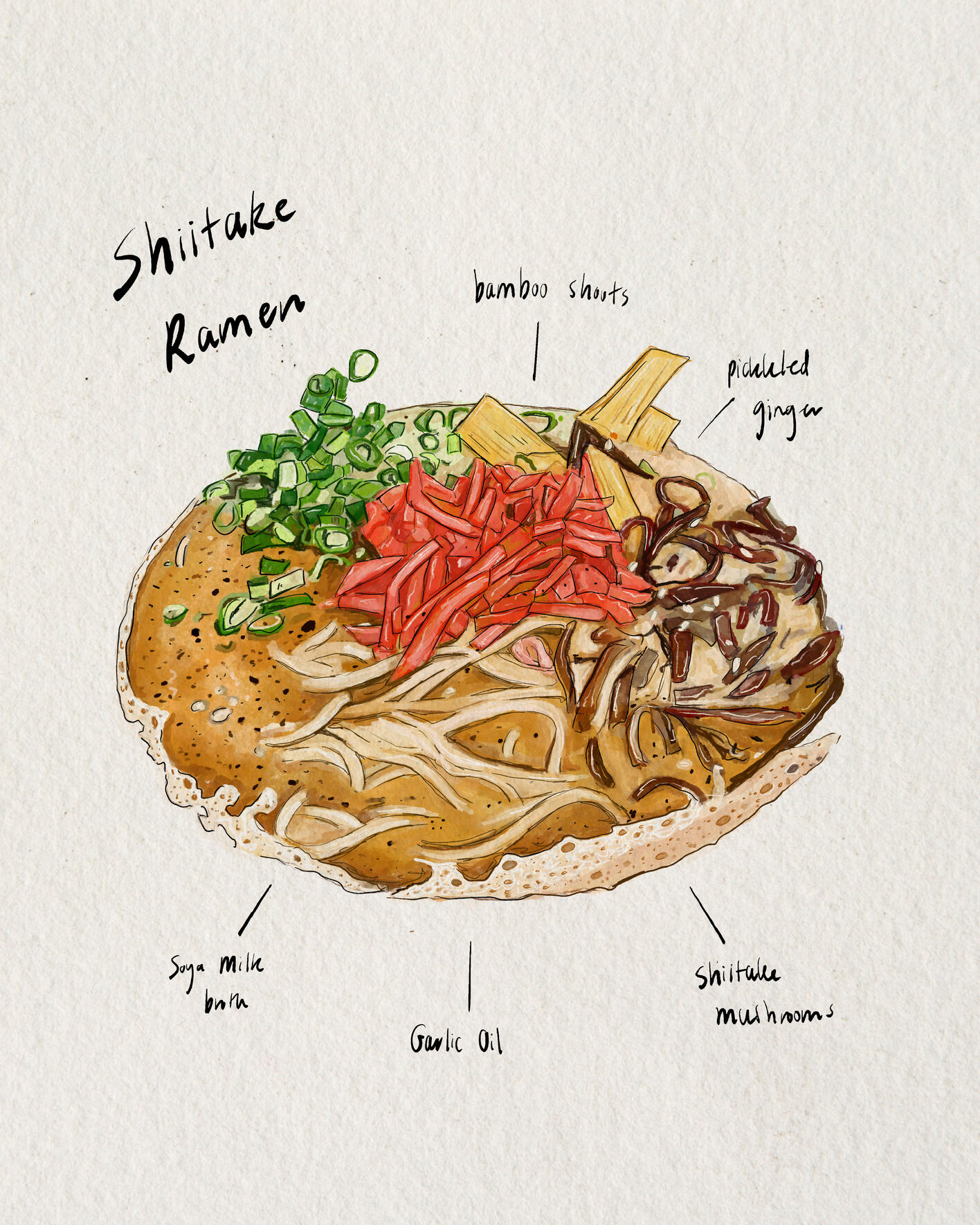 Savoury Sketchbook Series - ' Shiitake Ramen' (Ramen Dayo!, Glasgow).