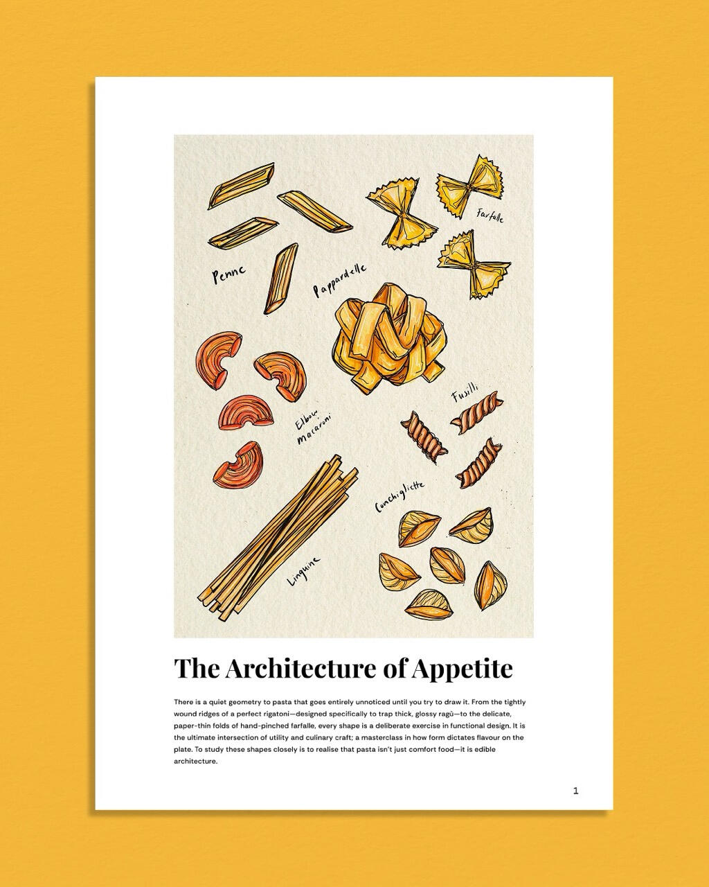 Food Magazine editorial - Pasta shapes (Self-initiated)